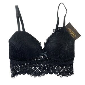 Frederick's of Hollywood Finley Black Padded Lace Bralette Bra Size S NWT‎